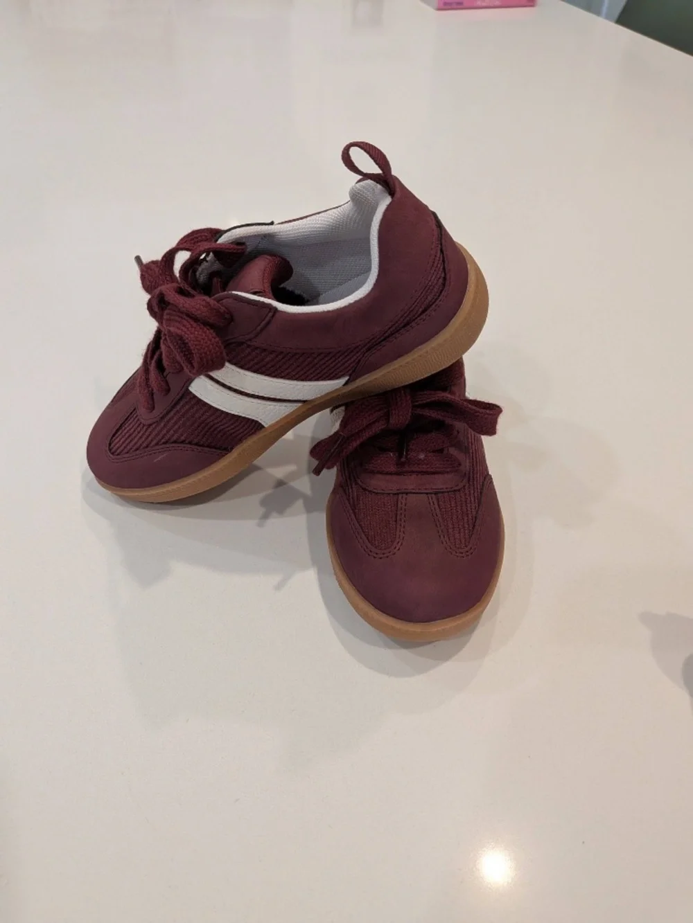 GAP Kids Burgundy Retro Sneakers Gum Sole Lace Up Shoes Size 12 NEW